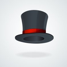 Vector Black top hat and red ribbon isolated