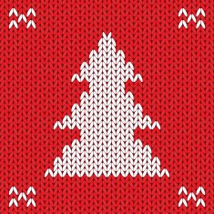 Christmas Knitted background with tree Vector N2