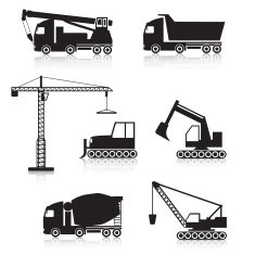icon construction equipment silhouette crane scoop mixer
