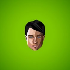 illustration with caucasian man face in low-polygonal style beauty