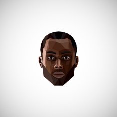 illustration with a black male face in polygonal style