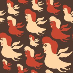 Seamless pattern with colorful flying clowns