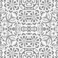 Seamless Outline Floral Pattern N16