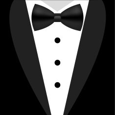 Flat black and white tuxedo bow tie
