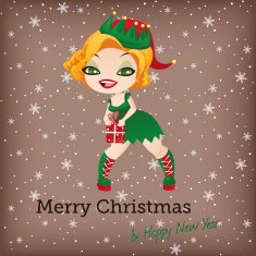 Christmas card with cute elf N2