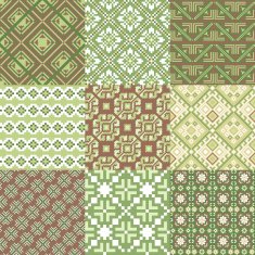 9 retro seamless ornaments N22