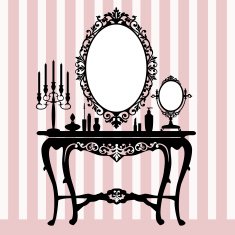 Retro dressing console candelabra and mirror