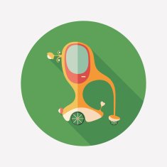 Unusual retro transport flat round icon with long shadows