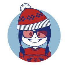 Christmas character Santa Claus girl in red hat and knitted