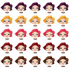 Fashion female avatars set of expressions N2