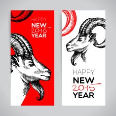 Happy New Year and Merry Christmas banner set N2