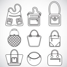 Black and white icons female bags vector N4