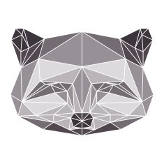 polygonal abstract raccoon isolated on white background