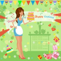 Girl with birthday cake N10