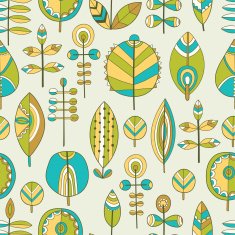 Seamless pattern of hand drawn leaves