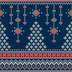 Winter Holiday Seamless Knitting Pattern with a Christmas Tree