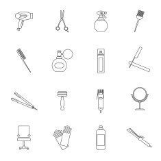 Hairdresser icon set outline