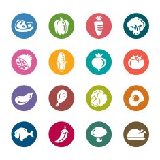 Food and Vegetables Color Icons