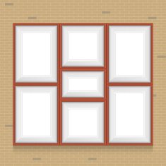 Collage of picture frames on the brick wall Vector set N3