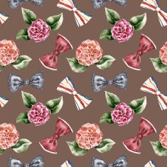 Seamless pattern with flowers and bow tie N7