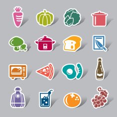 Food and Drinks Color Icon Label N5