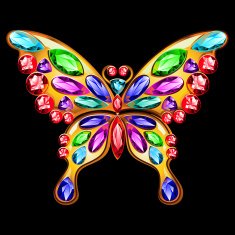 Gold brooch in the shape of a butterfly with gems