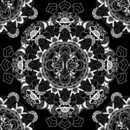 White and black ornamental fantasy seamless pattern N2