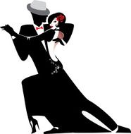 Silhouette Of Couple Dancing Tango N2