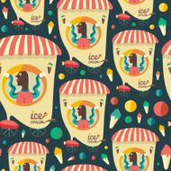 Retro seamless pattern with ice cream seller