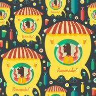 Retro seamless pattern with lemonade seller