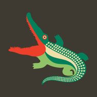 Colorful crocodile with open mouth