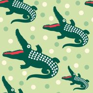 Seamless pattern with happy crocodiles