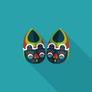 Embroidered shoes flat icon with long shadow eps10 N21
