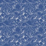 Elegant flower seamless background Blue and silver set