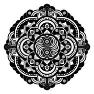 Rosette design element White and black tattoo element N2