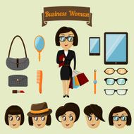Hipster character pack for business woman
