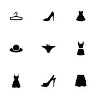woman wear 9 icons set