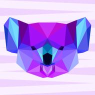 Bright purple polygonal koala background