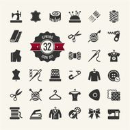 Vector sewing equipment and needlework icon set N3