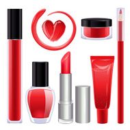 Make-up set for lips and nails Red color