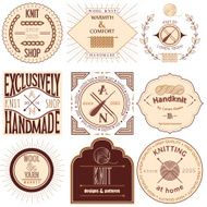 Set of vintage knitting labels badges and design elements