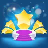 honour succeed podium rostrum with divergent stars background