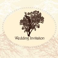 Wedding invitation in vintage style with tree