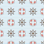 seamless vector pattern with helm and lifebuoy N2