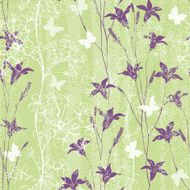 Seamless pattern of flowers and butterflies Hand-drawn floral background