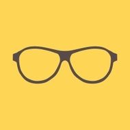 popular hipster glasses on a yellow background