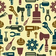 Construction Tools Icons in Seamless Background