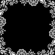 white lace on black background