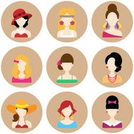 Set of Flat Icons with Women Characters N3