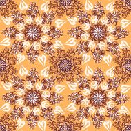 Seamless pattern with abstract flowers and curls symmetrical browns